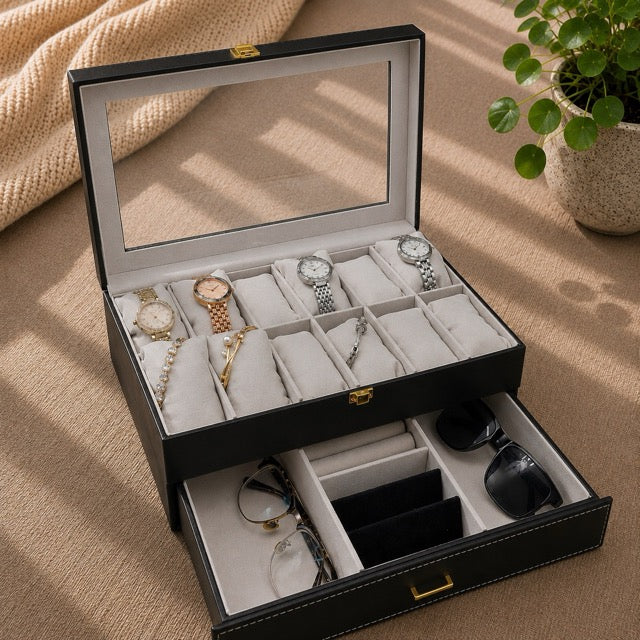 Watch & Jewellery Organizer Box | Premium Leather | 3 to 24 Grid Options