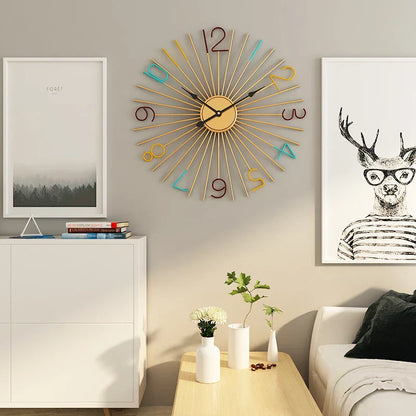 Imported Metallic Rod Golden and colorful digit wall Clock Myle Cart