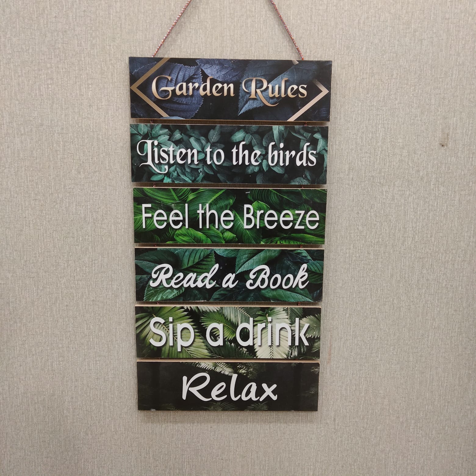 Garden Rule wall decoration hanging - wall decoration quotes