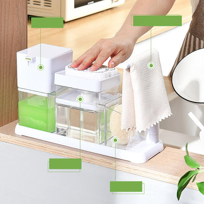 3 in 1 Kitchen soap dispenser - Hand cleaner soap jar with brush organizer Myle Cart