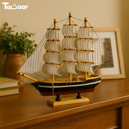 Elegant Wooden Sailing Ship Model Set – Nautical Home Décor