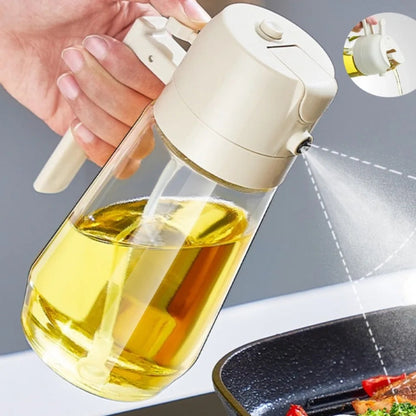 Two-in-One Oil spray and Oil jug - 450Ml Glass body oil jug Myle Cart