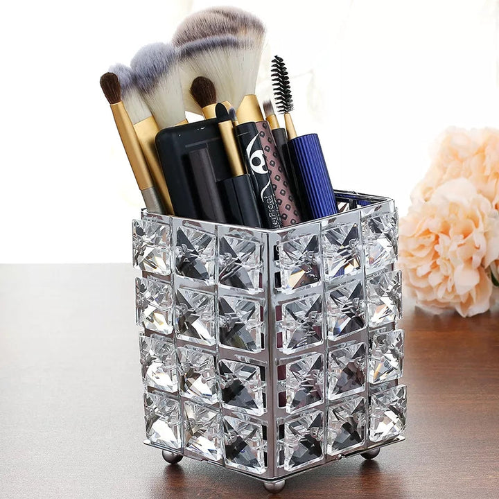 Crystal brush holder in golden color Myle Cart