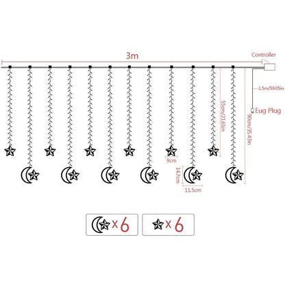 Crescent Moon Curtain Lights 10ft curtain light Myle Cart