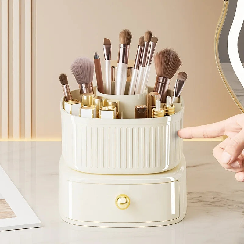 Luxury Rotating Makeup Brush Organiser With Drawer Myle Cart