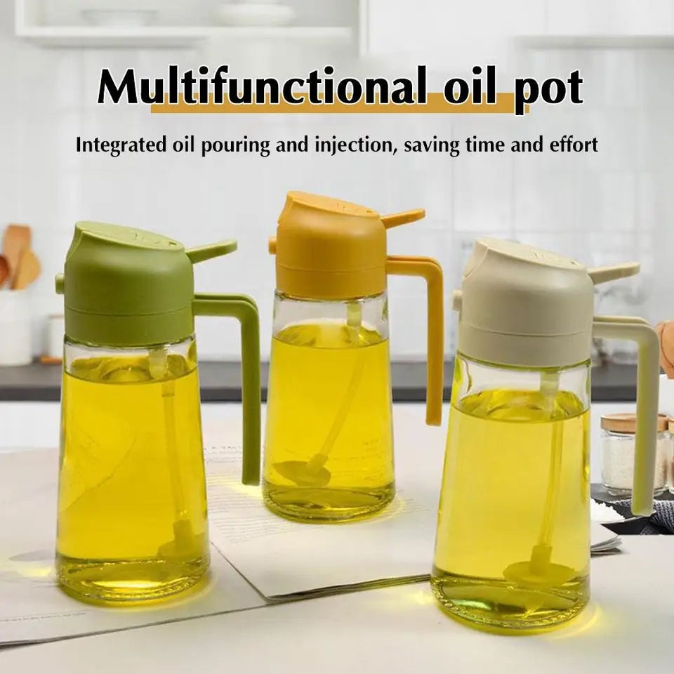 Two-in-One Oil spray and Oil jug - 450Ml Glass body oil jug Myle Cart