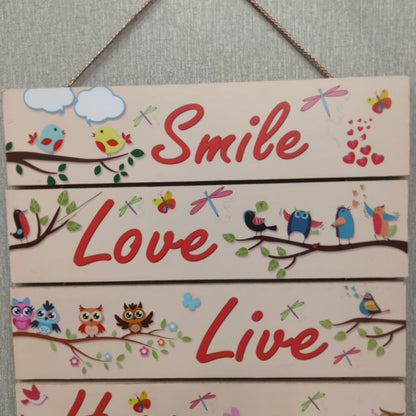 Smile Love  live happy quotation hanging- wall decoration hanging