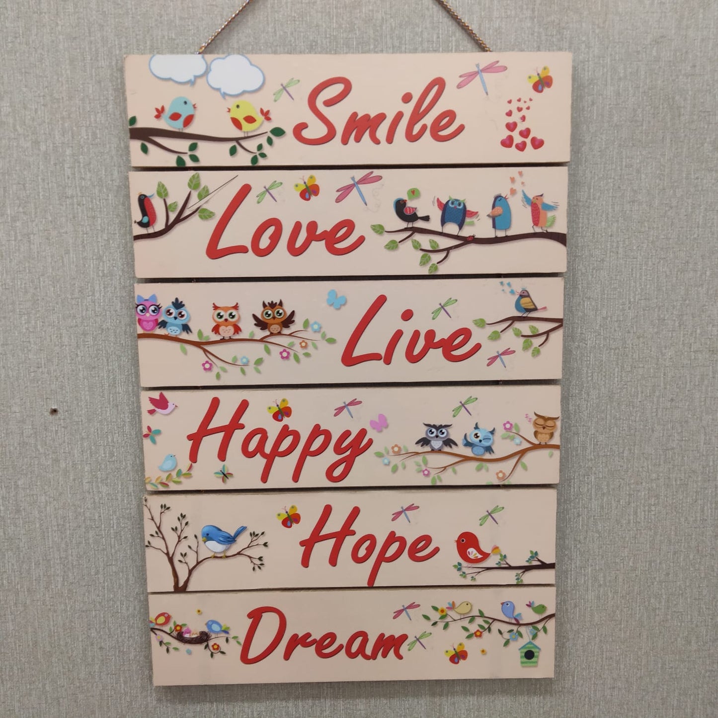 Smile Love  live happy quotation hanging- wall decoration hanging