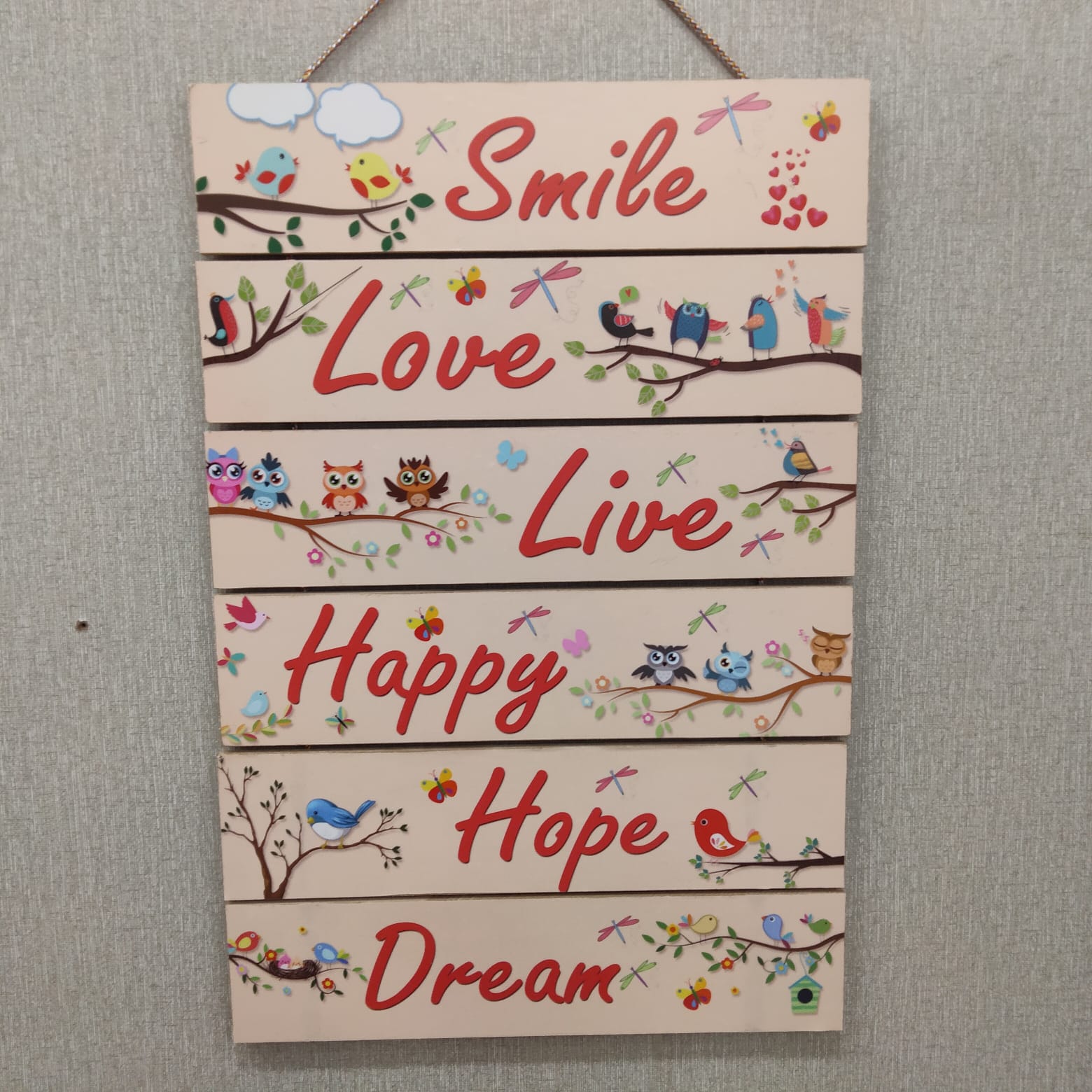 Smile Love  live happy quotation hanging- wall decoration hanging