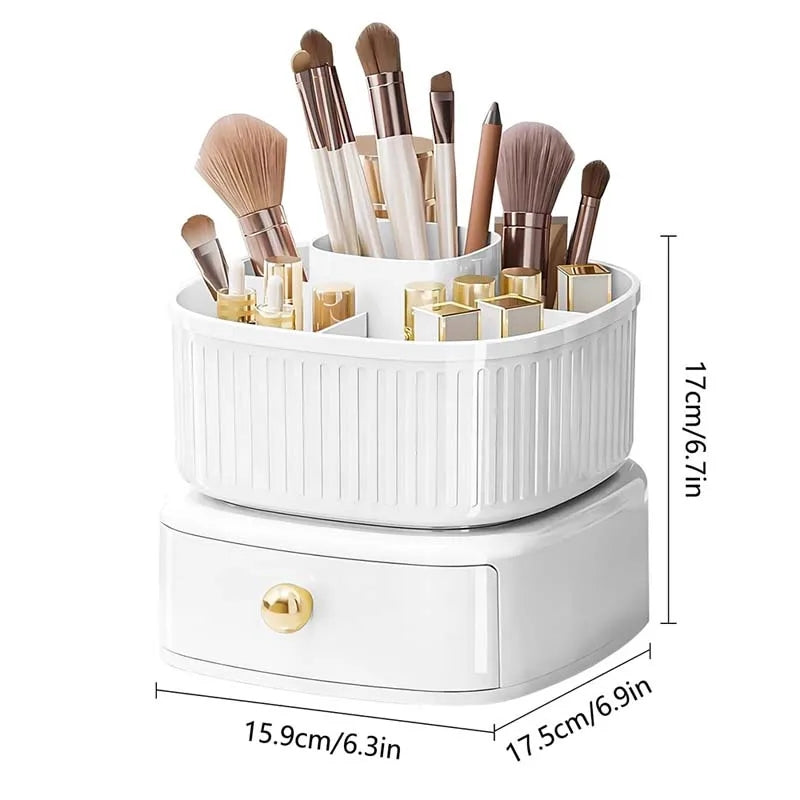 Luxury Rotating Makeup Brush Organiser With Drawer Myle Cart