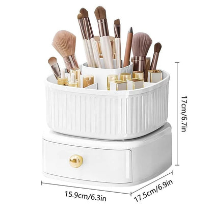 Luxury Rotating Makeup Brush Organiser With Drawer Myle Cart