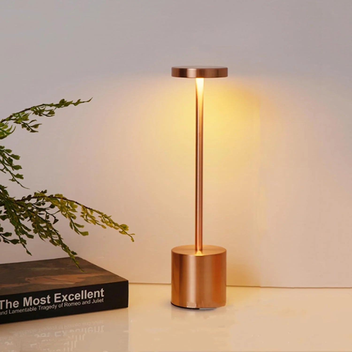 Classic metal touch sensor LED table lamp rechargeable gold finish