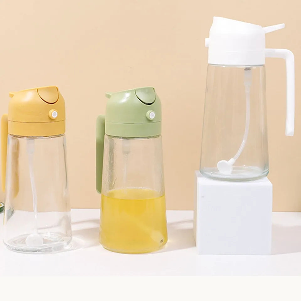 Two-in-One Oil spray and Oil jug - 450Ml Glass body oil jug Myle Cart