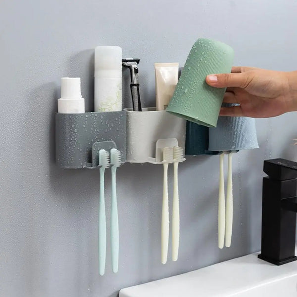 Wall mounted bathroom organizer for tooth paste and tooth brush Myle Cart