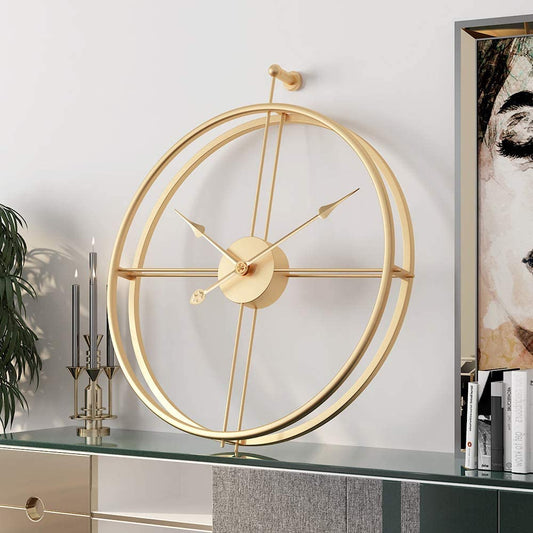 Imported Metallic Golden and Black color wall Clock Myle Cart