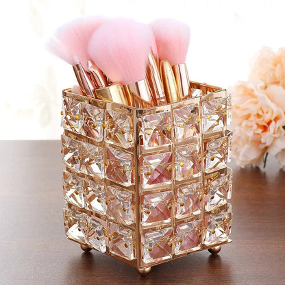 Crystal brush holder in golden color Myle Cart