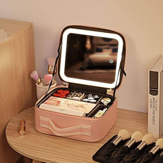 Cosmetics Storage Bag With Led Mirror