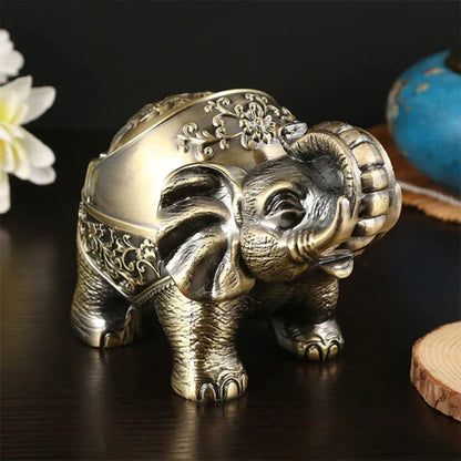 Elephant Ashtray With Cover Stainless Steel Windproof Ashtray For Outdoor Ashtray, Home, Office Decoration Myle Cart