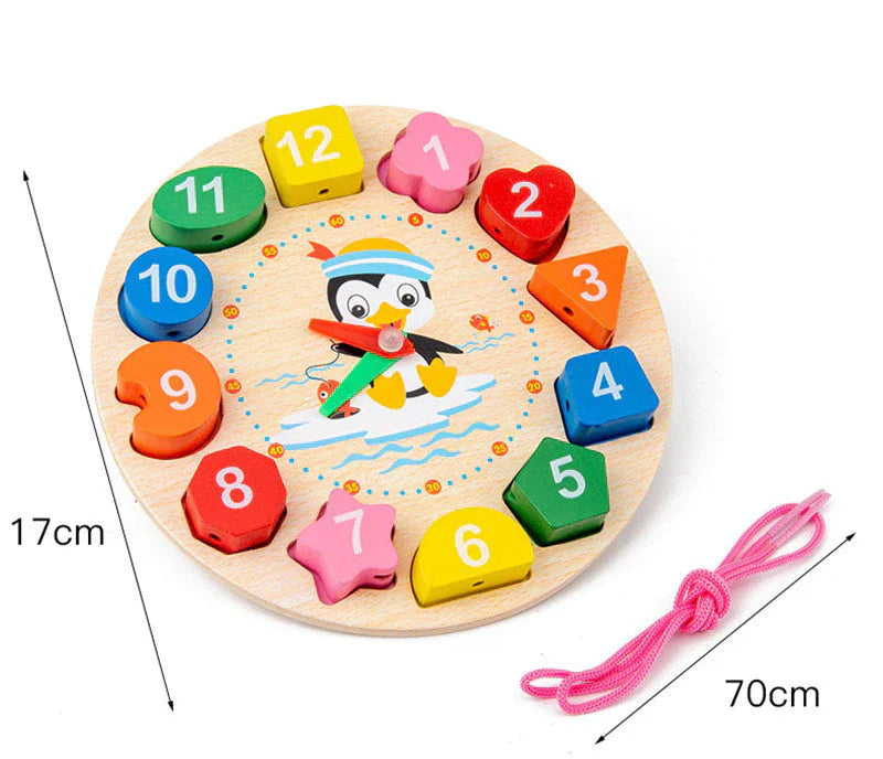 Montessori Cartoon Animal Educational Wooden тетрис Classic Toy Beaded Geometry Digital Clock Puzzles Gadgets Matching Children Myle Cart