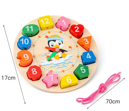 Montessori Cartoon Animal Educational Wooden тетрис Classic Toy Beaded Geometry Digital Clock Puzzles Gadgets Matching Children Myle Cart