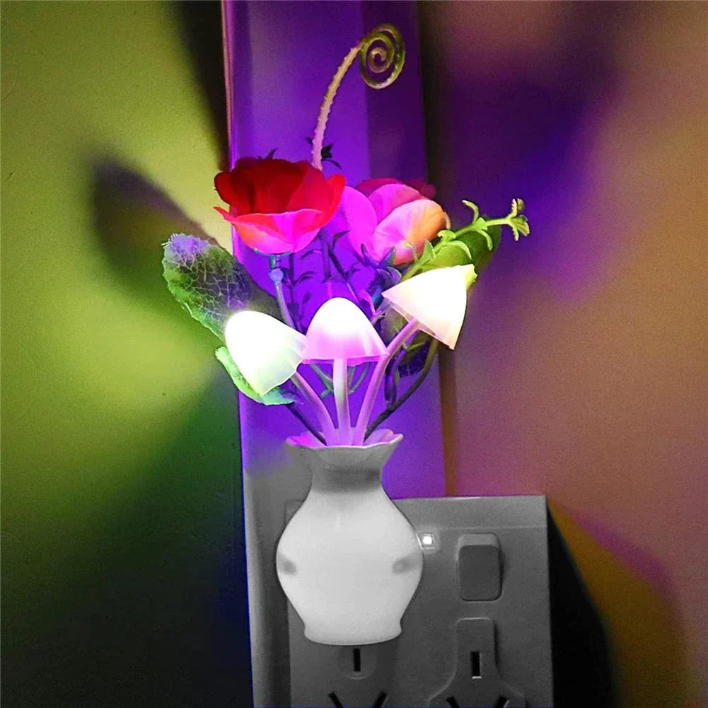 LED Night Light With Sensor Plug-in Auto Switch Rose Flower Mushroom Night Lamp Wall Light Myle Cart