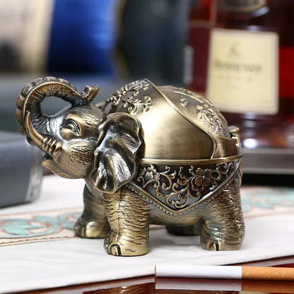 Elephant Ashtray With Cover Stainless Steel Windproof Ashtray For Outdoor Ashtray, Home, Office Decoration Myle Cart