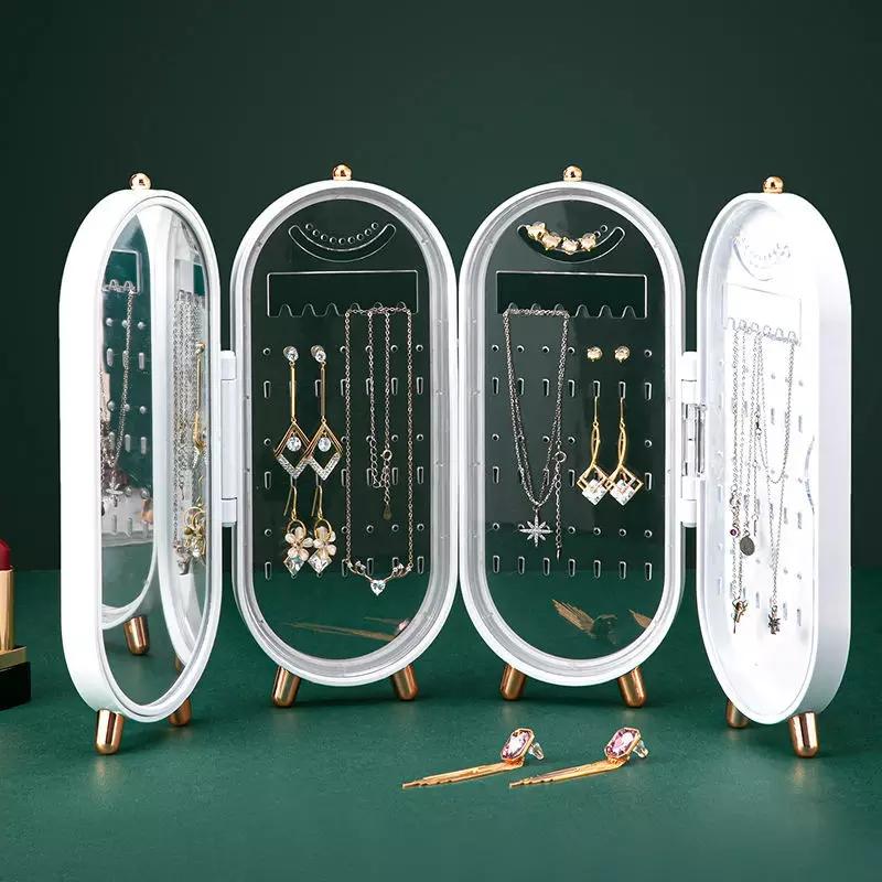 4 Layer foldable jwellery organizer Green and white acrylic jwellery box Myle Cart