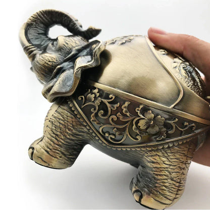 Elephant Ashtray With Cover Stainless Steel Windproof Ashtray For Outdoor Ashtray, Home, Office Decoration Myle Cart