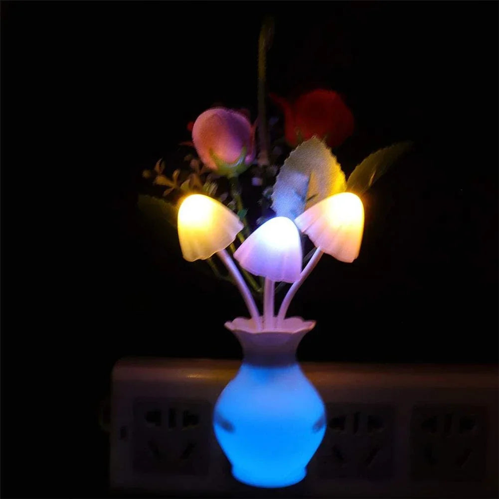 LED Night Light With Sensor Plug-in Auto Switch Rose Flower Mushroom Night Lamp Wall Light Myle Cart