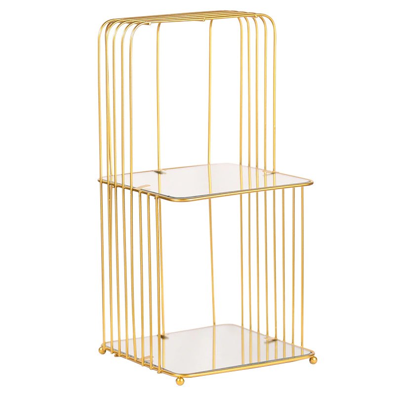 New Style Metal Brass Cosmetic Organizer with Mirror Shelves