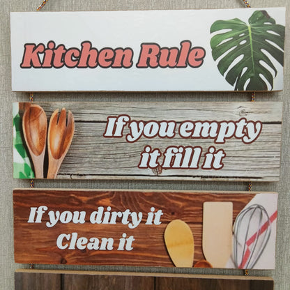 Kitchen Rule in 6 step hanging- wall decoration quotes