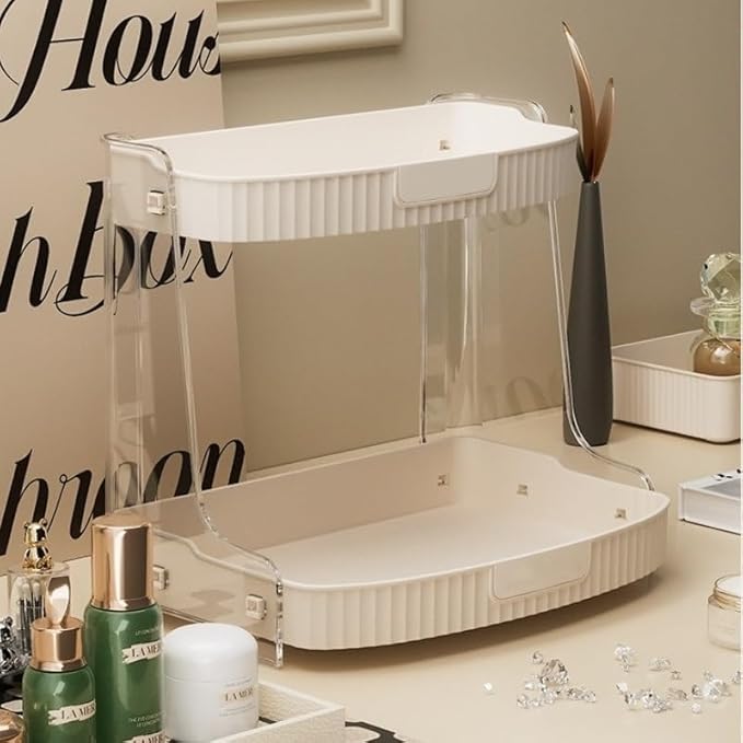 Portable Cosmetic Vanity organizer with Drawer and Transparent Lid