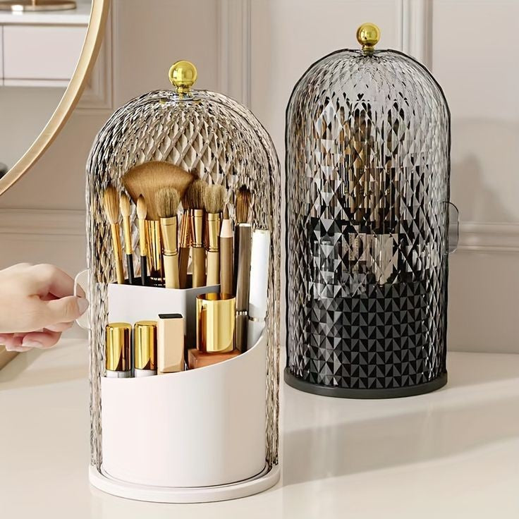 Luxury Diamond Pattern Rotating Brush Holder