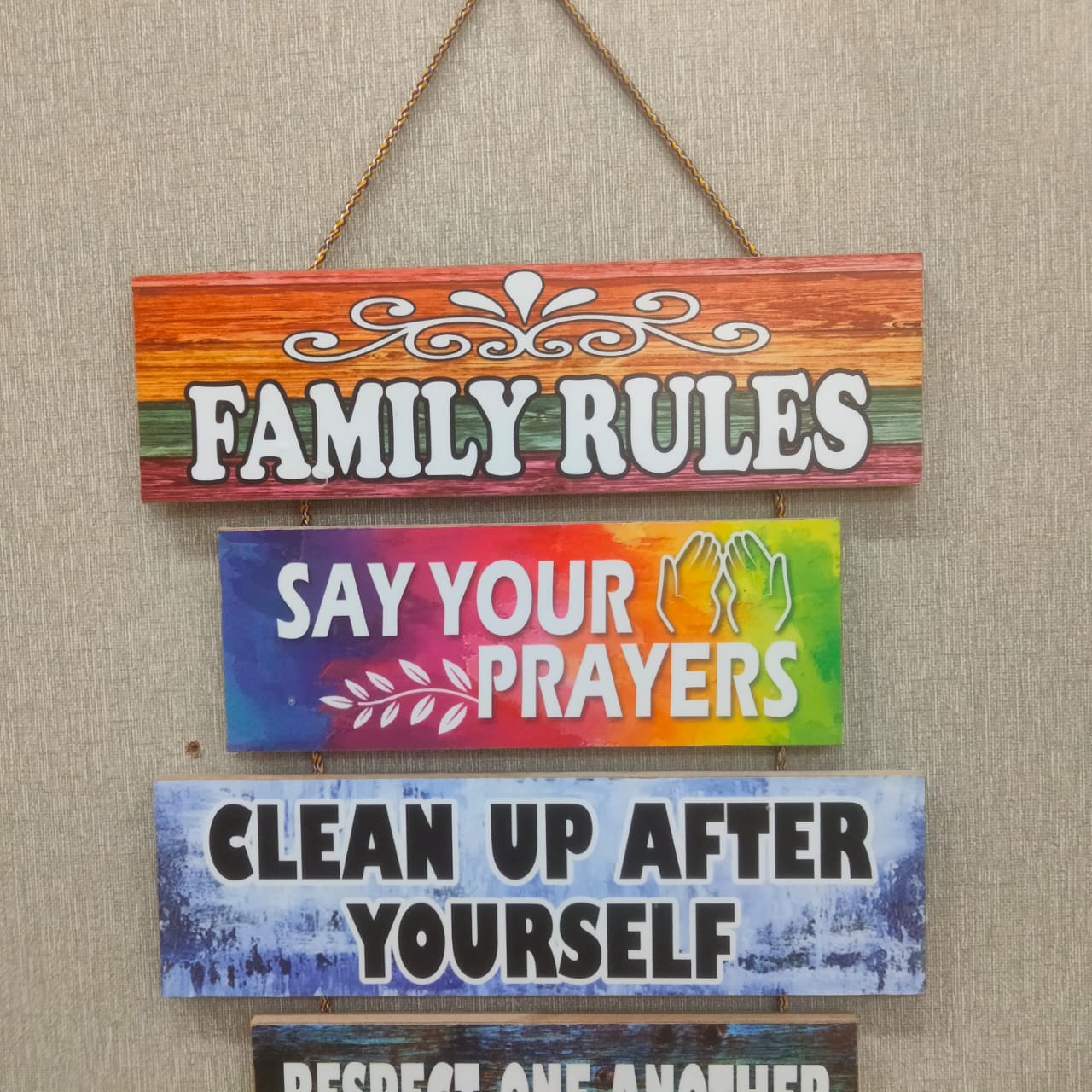 Family Rule in 5 step- wall decoration quotes