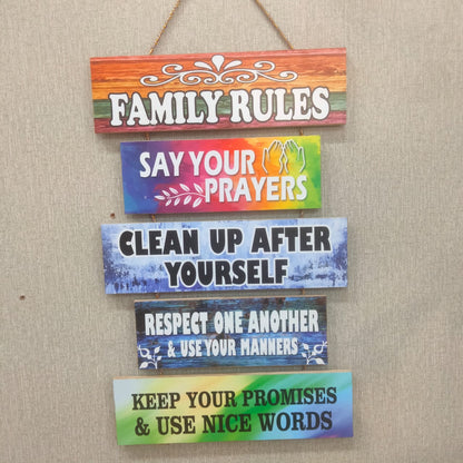 Family Rule in 5 step- wall decoration quotes