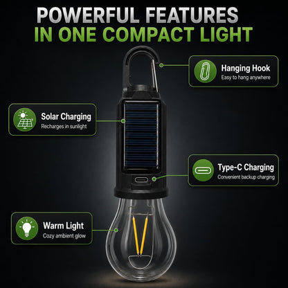 LED Rechargeable Solar Bulb Lamp — Camping, Load Shedding & Home Use