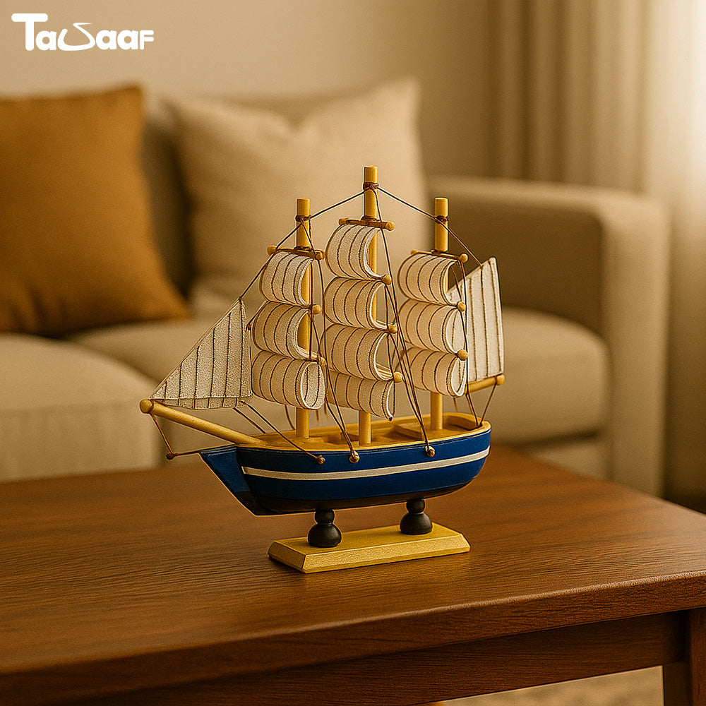 Elegant Wooden Sailing Ship Model Set – Nautical Home Décor