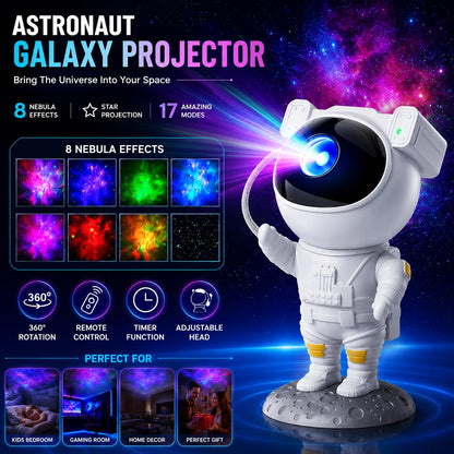 Astronaut Galaxy Projector Night Light — With Bluetooth Speaker