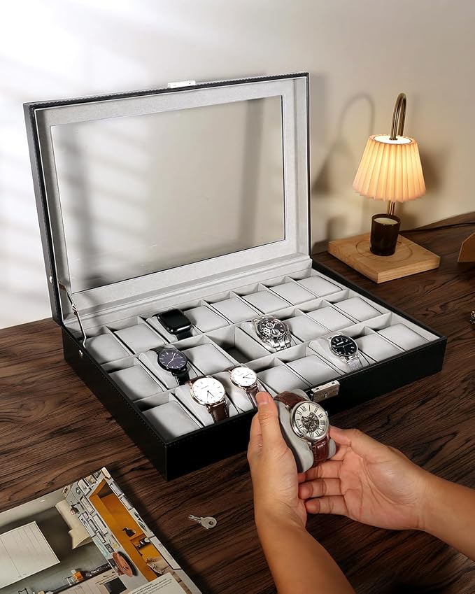 24 grid Watch organizer in best quality leather material.