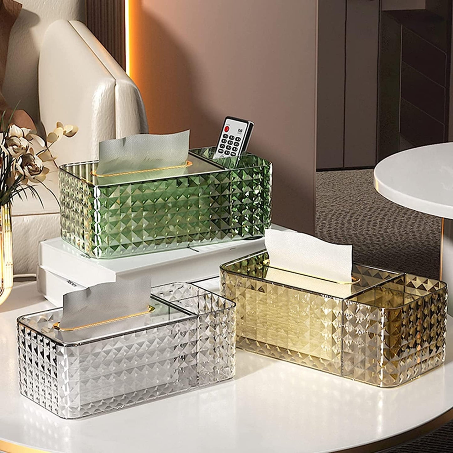 Luxury Crystal Tissue Box – Elegant Paper Towel Holder & Multi-Purpose Storage for Living Room Decor