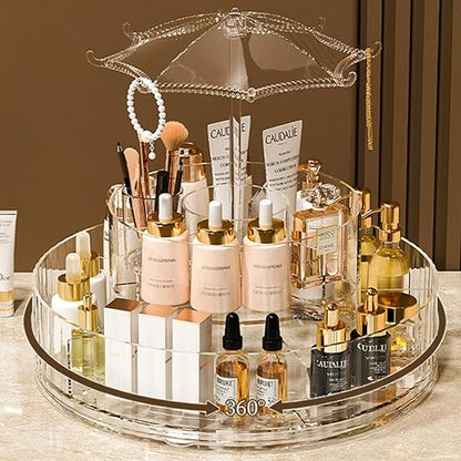 360 Turntable Rotating Makeup Organizer Rack for Perfume Skincare Lipsticks Lotion