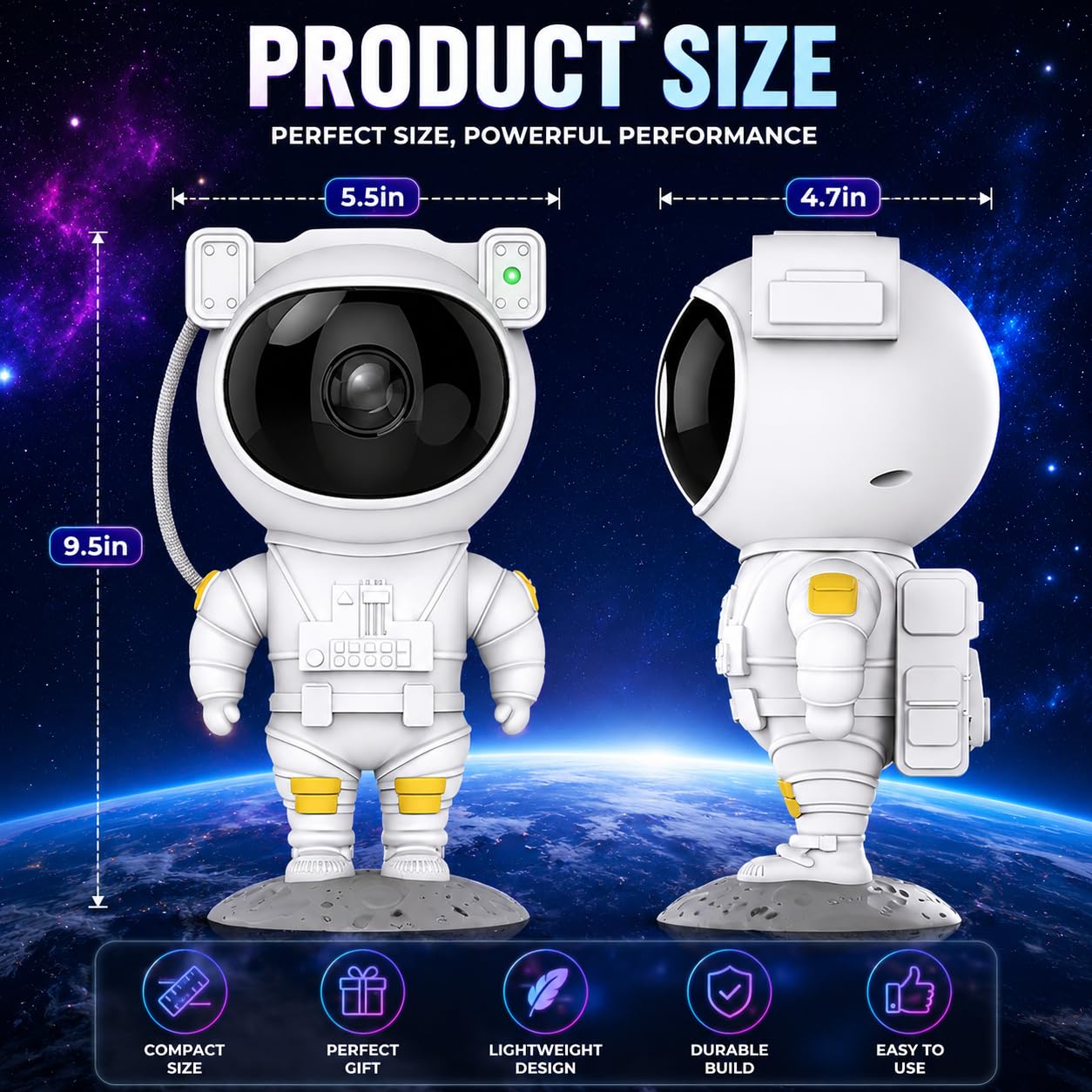 Astronaut Galaxy Projector Night Light — With Bluetooth Speaker
