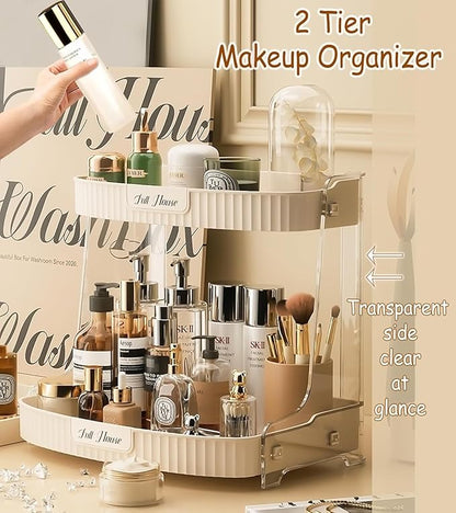 Portable Cosmetic Vanity organizer with Drawer and Transparent Lid