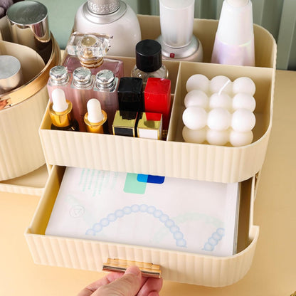 360° Rotating Makeup Organizer For Vanity with Drawer