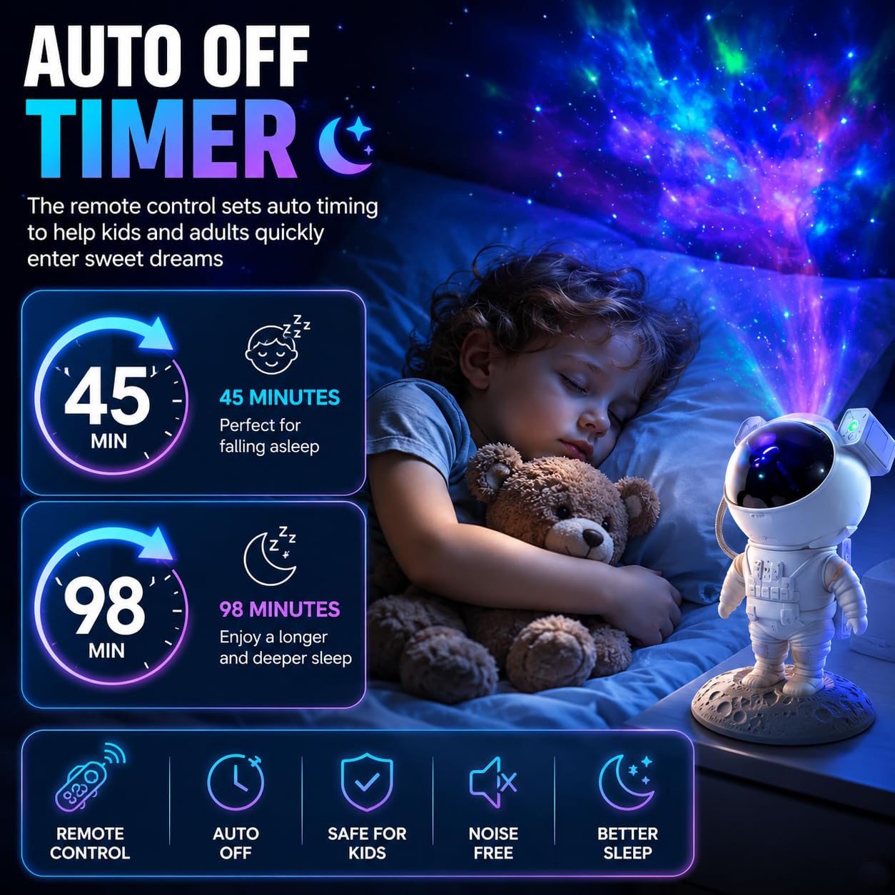 Astronaut Galaxy Projector Night Light — With Bluetooth Speaker
