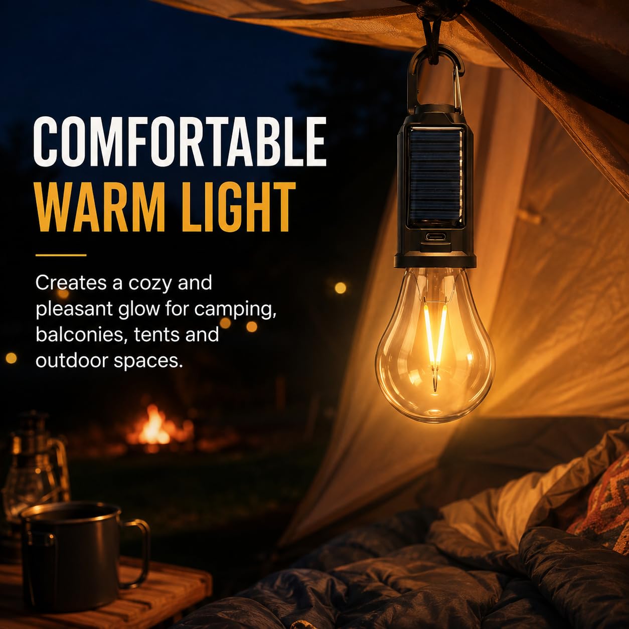 LED Rechargeable Solar Bulb Lamp — Camping, Load Shedding & Home Use