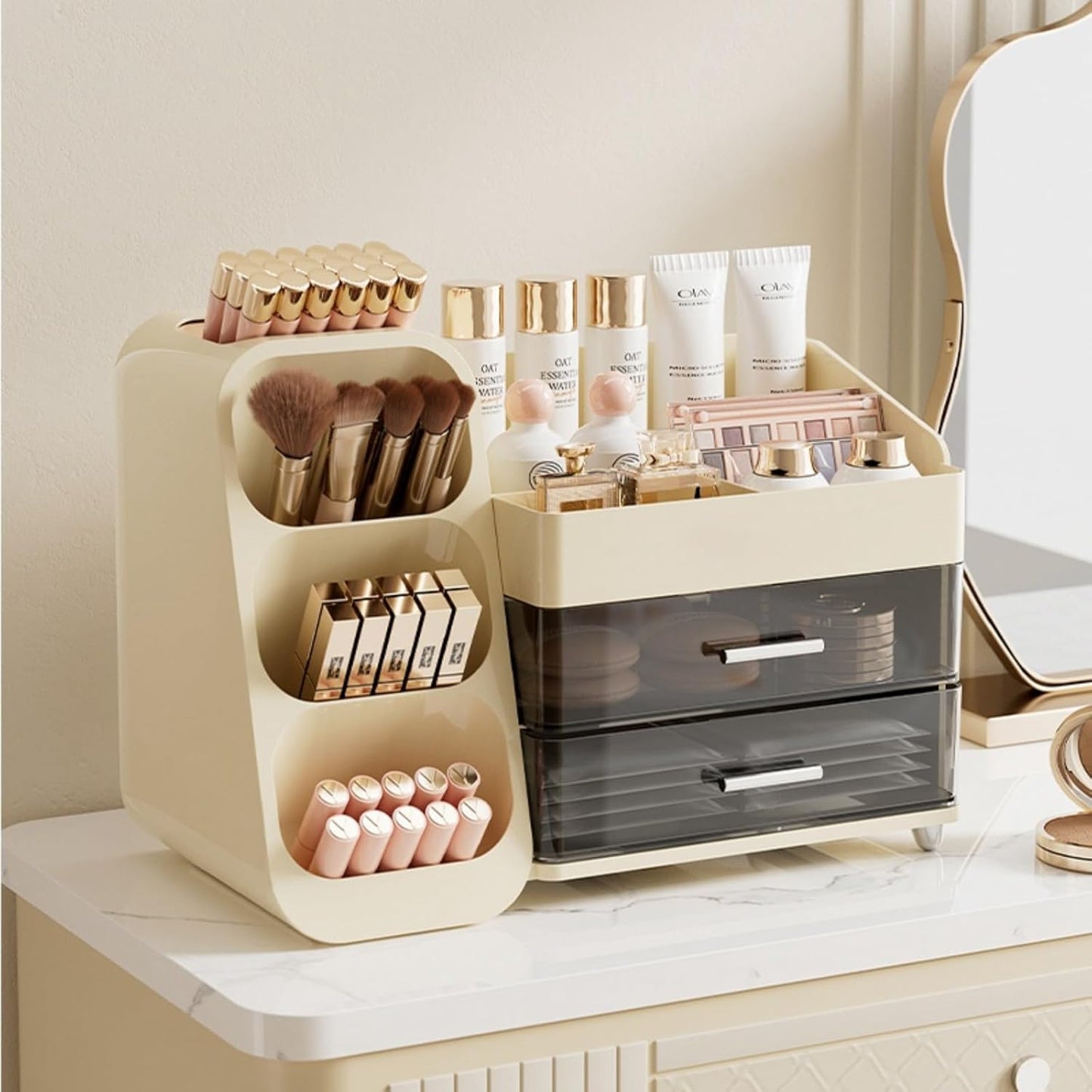 Large Capacity Countertop Makeup Organizer with Drawers