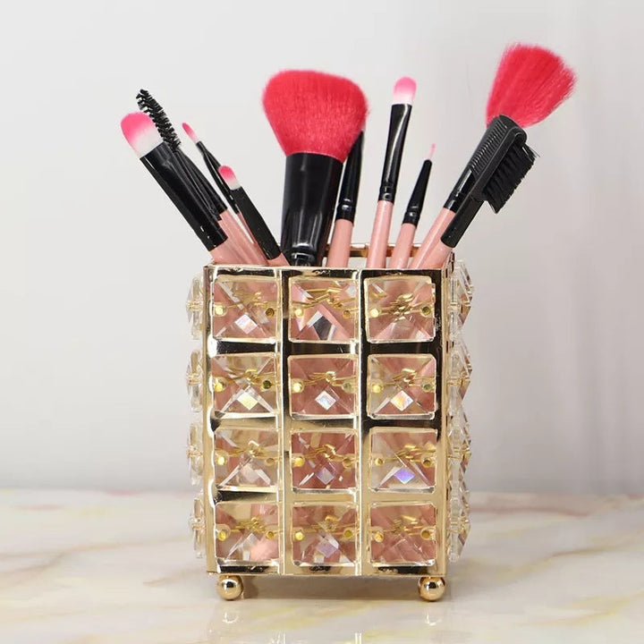 Crystal brush holder in golden color Myle Cart