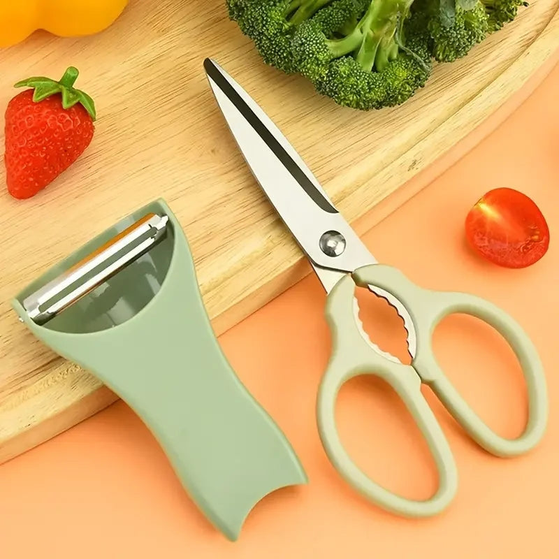 Stainless Steel Scissors and peeler set Myle Cart