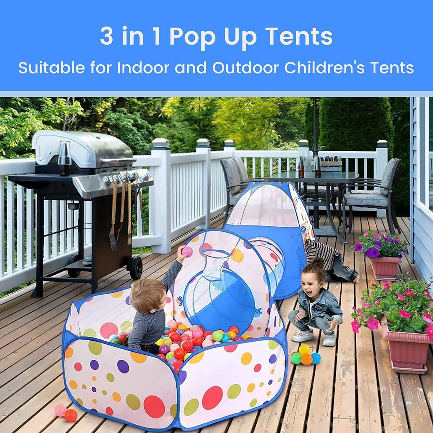 3-in-1 Kids Playhouse Tunnel Tent Pakistan | Indoor Outdoor Play Tent